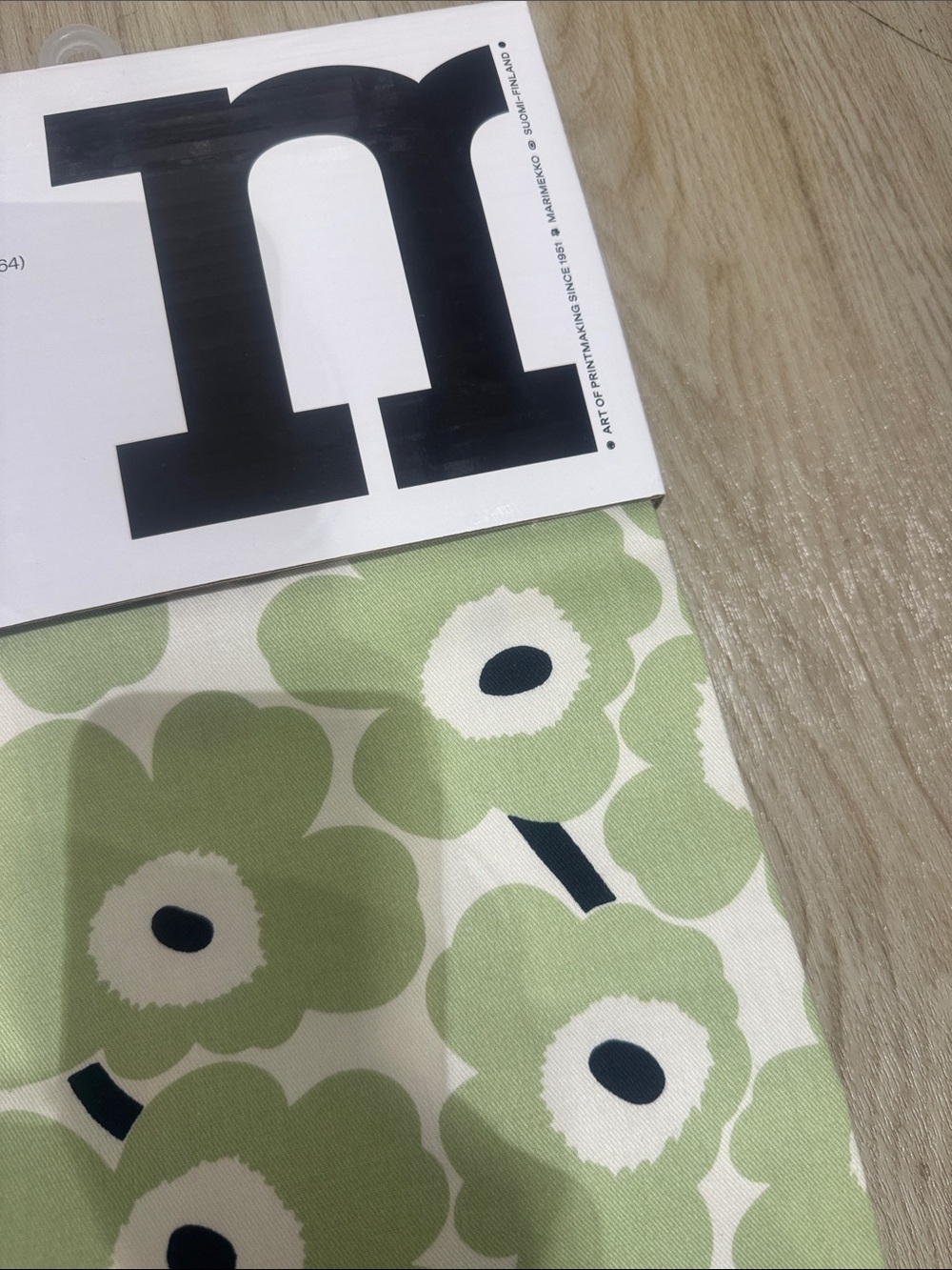 Marimekko green and White Floral Shower Curtain